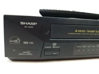 SHARP VC A410 VHS Player VCR 4 Head Video Cassette Recorder w/ Remote 2