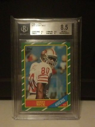 1986 Topps 161 Jerry Rice Rc Bgs 8.  5