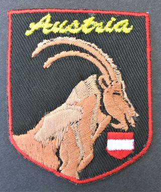 Vintage Travel Patch Austria Osterreich Fabric Mountain Goat Shield