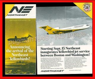 Northeast Airlines 1966 Airline Timetable Schedule.  Yellowbirds