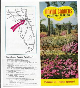 Vintage Florida Ravine Gardens Palatka Tourist Souvenir Brochure Circa 1953