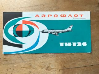 Tupolev Tu - 124 Brochure With Cutaway Aeroflot