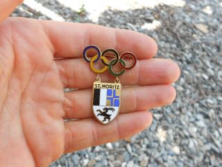 St Moritz 1948 Winter Olympic Games Enameled Pin Badge Vf,