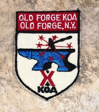 Old Forge Ny Adirondack Koa Anvil Vintage Travel Patch Voyager Emblem?