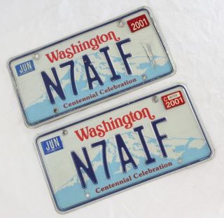Washington State License Plate Set Pair Centennial - Amateur Ham Radio Call Sign