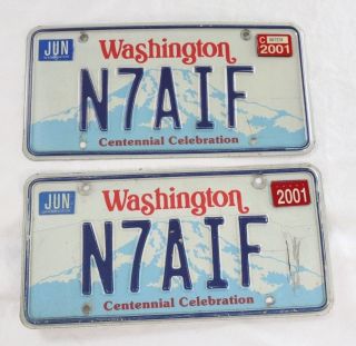 Washington State License Plate Set Pair Centennial - Amateur Ham Radio Call Sign 3