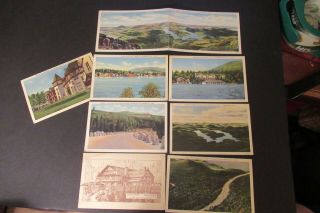 8 Vintage Postcards Adirondack Mountains Ny Lithograph Unposted 1 Double Card