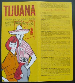 Vintage Tijuana Mexico Travel Brochure,  Maps,  Sports Venues,  Road Signs