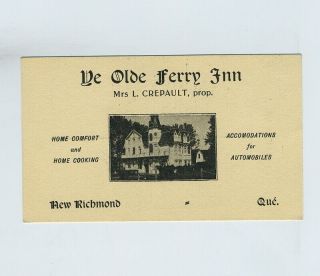 Vintage Advertising Card Ye Olde Ferry Inn Richmond Quebec Canada Hj5783b