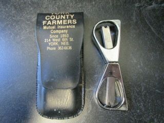 Vintage York County Nebraska Farmers Mutual Insurance Scissors - Advertising