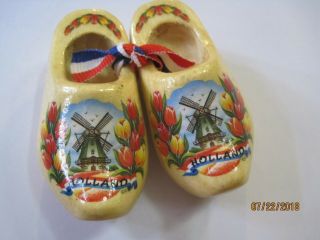 Vintage Miniature Clogs Wooden Shoes Souvenir Of Holland Netherlands