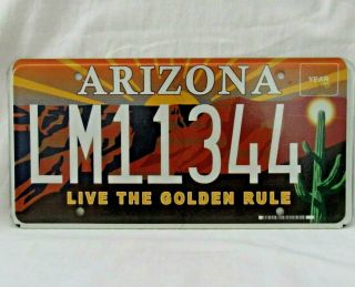 Arizona License Plate Live The Golden Rule Grand Canyon Sunset Saguaro Lm11344