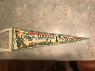 Vintage Statue Of Liberty Pennant Flag Banner 8.  5 By 27 (approx)