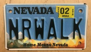 Nevada Motorcycle Cycle Vanity License Plate " Nrwalk " Norwalk California