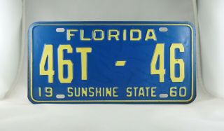 1960 Florida Passenger License Plate - Near