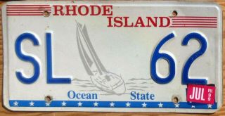 1999 Rhode Island License Plate Number Tag – Sailboat