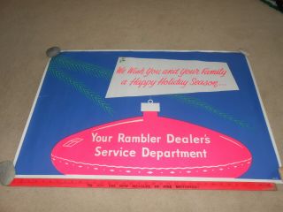 1961 1962 Amc Rambler 25 X 38 Showroom Christmas Poster Brochure American Motors