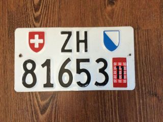 Swiss Switzerland License Plate - Zh Cantone Zurich Zh 81653