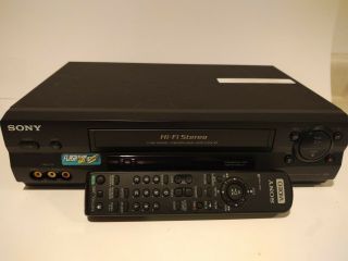 Sony Slv - N55 Vcr/vhs Hi - Fi 19 Micron 4 - Head Player With Remote/a/v Cable