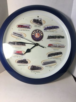 Lionel Trains Wall Clock / 12 Different Train Whistle Sounds - 13 "