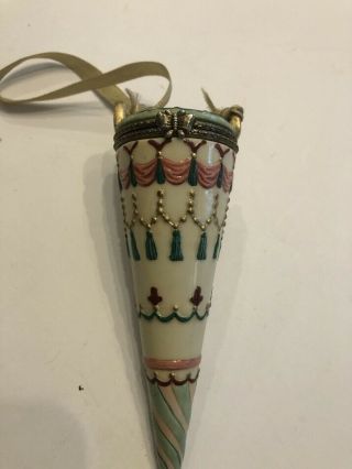 Antique French Hand Painted Guilloche Enamel Cone Shaped Scent