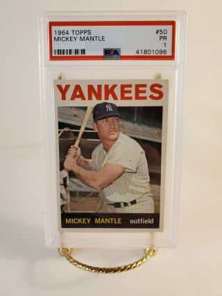 Mickey Mantle 1964 Topps 50 York Yankees Hall Of Fame Psa 1