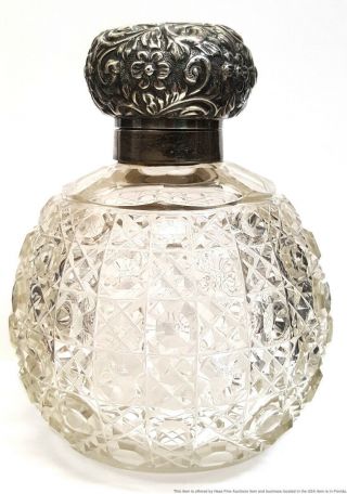 Sj Levi Co Antique Victorian English Sterling Silver Cut Glass Perfume Bottle