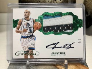 2016 - 17 Panini Flawless Horizontal Patch Auto Emerald Sp 2/5 Grant Hill Oncard