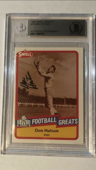 Don Hutson 1989 Swell Football Greats Signed Packers Auto Card 10 Bas Encased