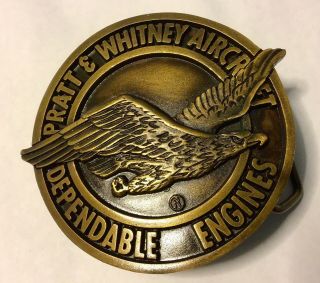 Vintage Pratt & Whitney Belt Buckle Dependable Engines Eagle Brass Plated