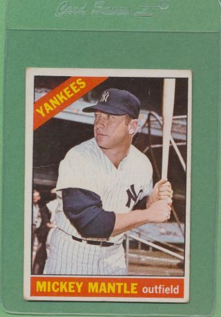 1966 Topps Mickey Mantle 50 Yankees Hof Card Vg Bold Print