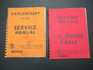 2 Vintage Aircraft Service Manuals - Taylorcraft Bc12d & Aeronca 11a Chief