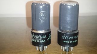 1959 Bad Boy Matched Pair Sylvania 6v6gt Power Tube Valves Vt - 107 Tv - 7