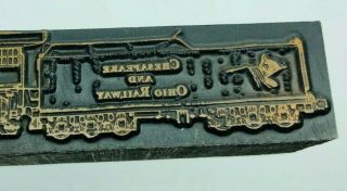 Railroad Locomotive Metal Printing Block Stamp w/ Chesapeake & Ohio Railway D 3