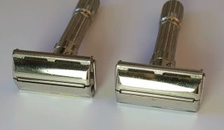 Two 1961 Gillette " Fatboy " 195 Adjustable Double Edge Safety Razor