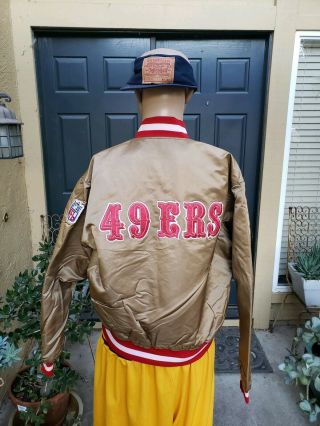VTG 80 ' S SAN FRANCISCO 49ERS GOLD SATIN STARTER JACKET MEN LARGE 2