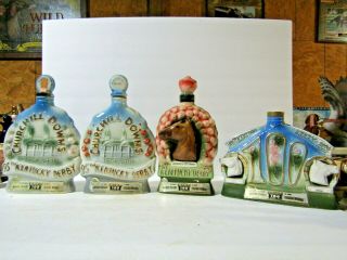 Jim Beam 4 Kentucky Derby Decanters 95th Pink & Red Roses,  98th And 100th