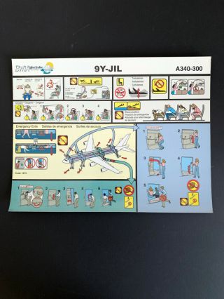 Safety Card Bwia Airbus A340 - 300 9y - Jil