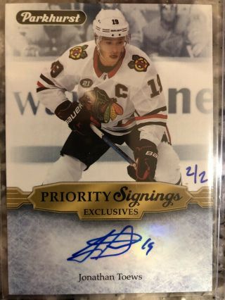 2019 Parkhurst Priority Signings Jonathan Toews 2/2 Auto Exclusives