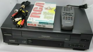 Toshiba W - 512 Vcr Video Player Recorder 4 Head Hifi Vhs Cleaned W/ Remote