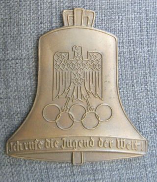 Germany 1936 Olympic Games Relief Copper Bell From A Commemorative Photo Book