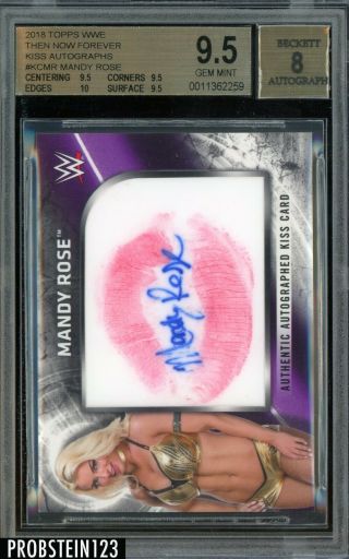 2018 Topps Wwe Then Now Forever Kiss Card Many Rose Auto /25 Bgs 9.  5