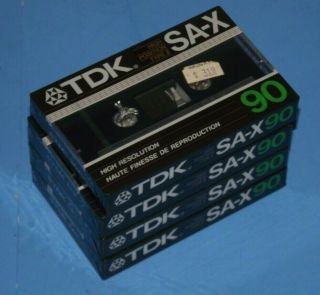 (4) Vintage 1985 Tdk Sa - X 90 Audio Cassette Tapes Still Nos Japan