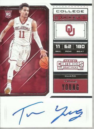 2018 Panini Contenders Trae Young Rc Auto White Jersey Variation