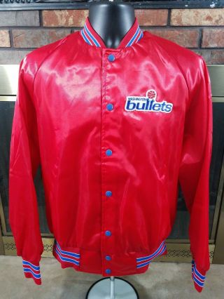 Vintage Washington Bullets Nba Basketball Satin Jacket Blue Red Mens Sz Medium