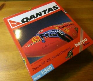 Qantas Boeing 747 - 400 Wunala Dreaming Herpa Wings 1:500 Plane Aircraft 511865