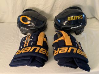Canisius College Griffins Game Hockey Gloves And Two Helmets Ncaa Ecac