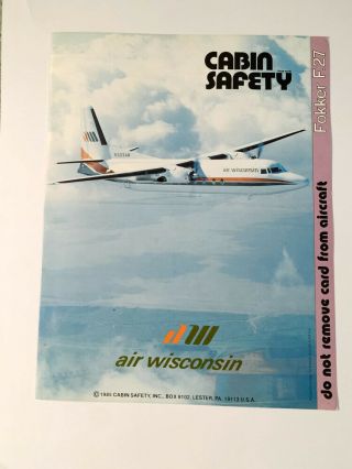 Safety Card Air Wisconsin Fokker 27