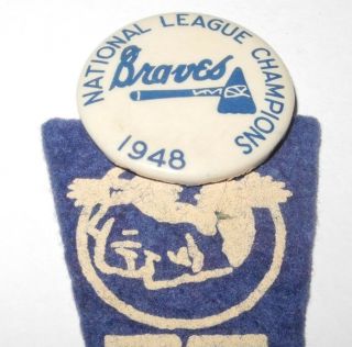 1948 Baseball Pin Coin Boston Braves National League Champs World Series Pinback