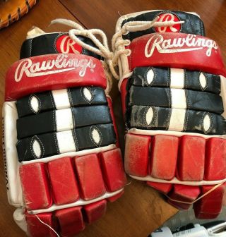Mens 14 1/2 " Hockey Gloves Rawlings Professional Model Chicago Black Hawks